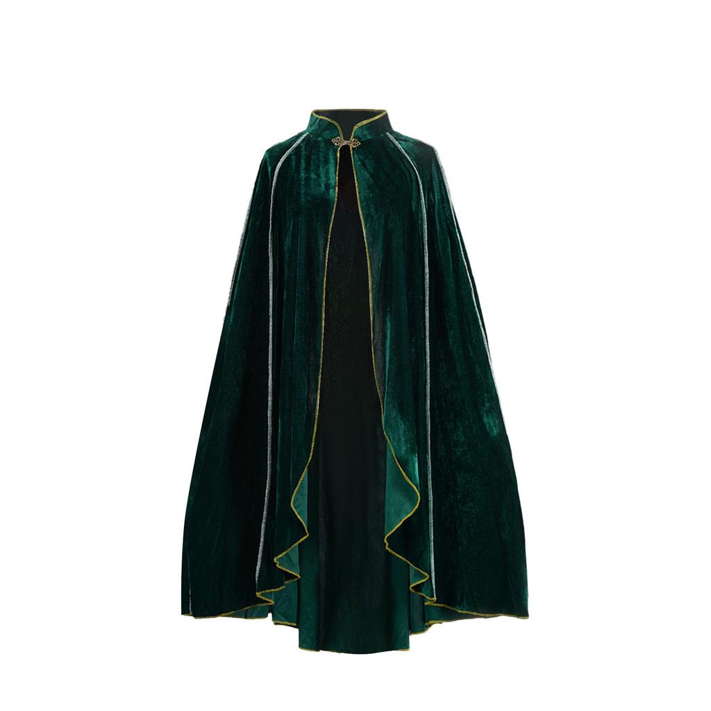 Medieval Plush Cloak With Gold Trim For Cosplay And Anime Role Playing