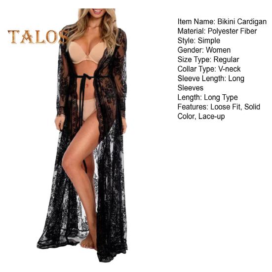 Бикини-кардиган с длинным рукавом, шнуровка, открытое кружевное платье спереди, сексуальная блузка для отпуска, пляж, бассейн, горячий источник, накидка