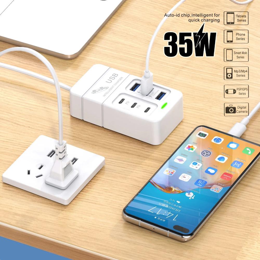 1 шт. Многопортовое USB-зарядное устройство, быстрая зарядка, быстрое настенное зарядное устройство, USB-концентратор, европейский стандартный штекер для мобильных телефонов