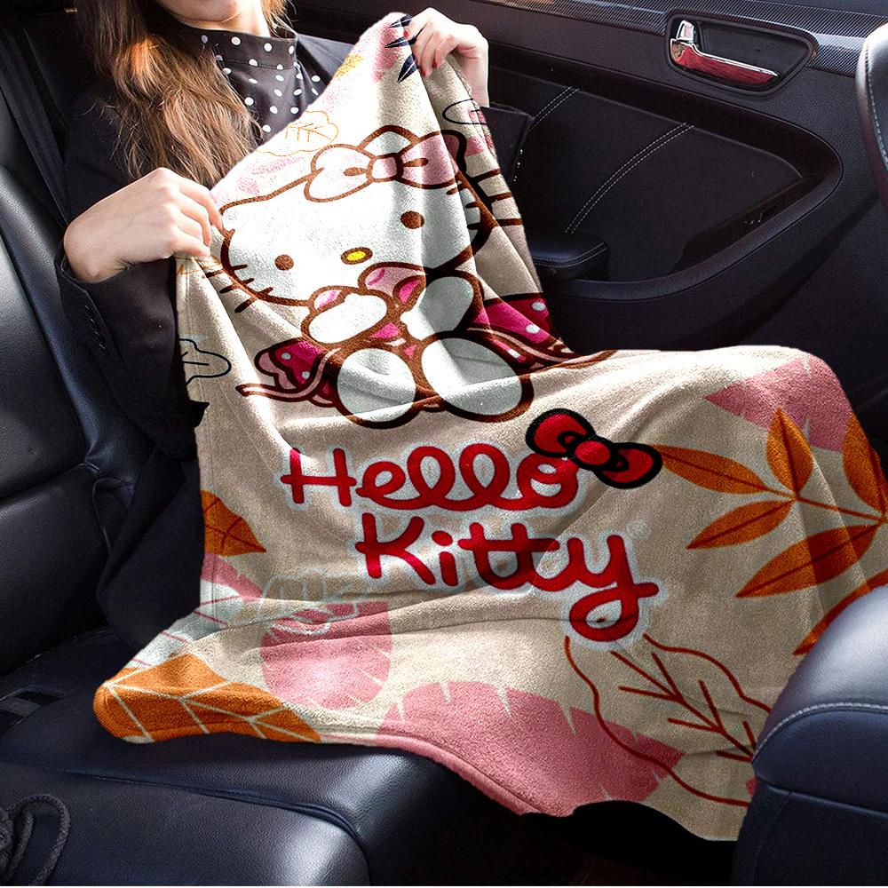 1pc Hello Kitty Autumn Leaves Blanket - Seasonal Home Decor, All Seasons, Comfortable and Machine Washable, Perfect Gift for Everyone, Perfe