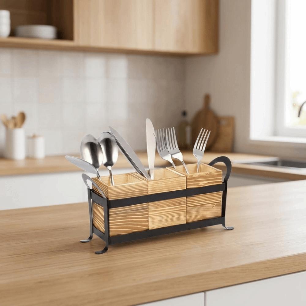 Space Saving Tableware Storage Box Large Capacity Spoons Forks Storage Box Utensil Holder Desktop