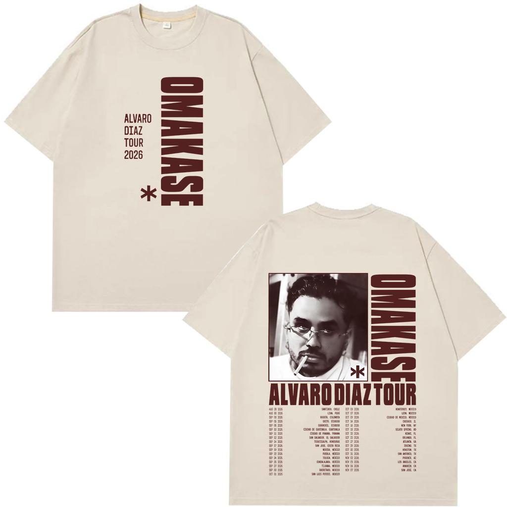 Alvaro Diaz Omakase Album 2026 Tour Print Tshirt Unisex Unisex Hiphoptshirts Shortsleeved Cotton Loose Casual Vintage T Shirts