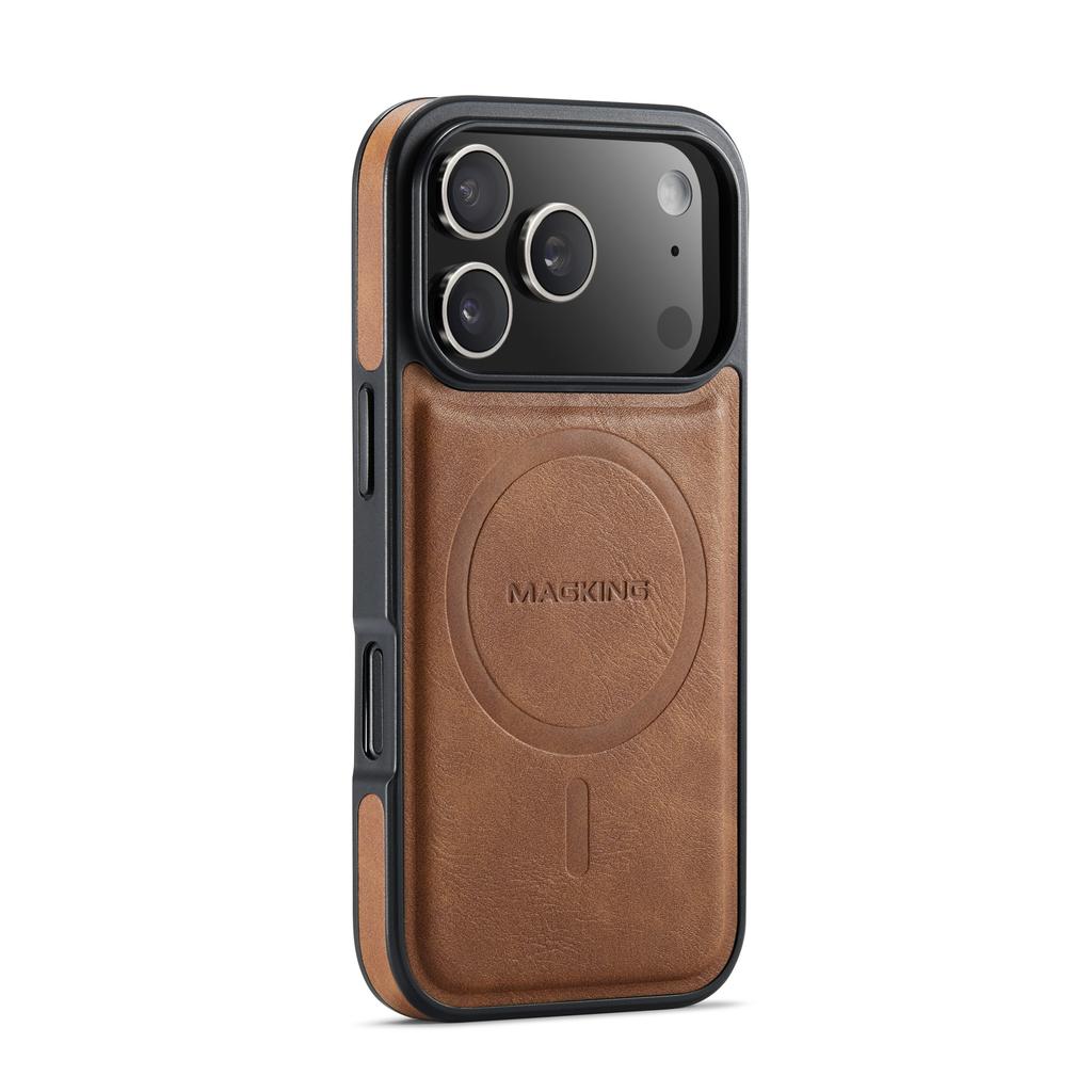 Деловой чехол для телефона для iPhone 17 Pro Max 16E 17Air 16 Pro 15 Plus 14 13 12 Магнитный Авто Кожа+ТПУ+ПК Полная защита Чехол