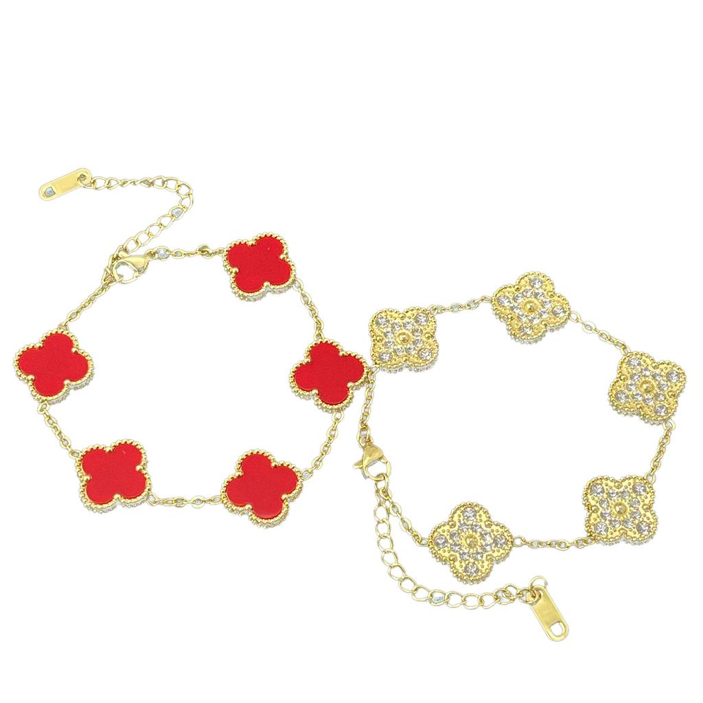 Браслет 15 мм, одна сторона полностью усыпана бриллиантами, другая сторона инкрустирована ракушками, браслет «четырехлистный клевер», вакуумное 18-каратное женское браслет