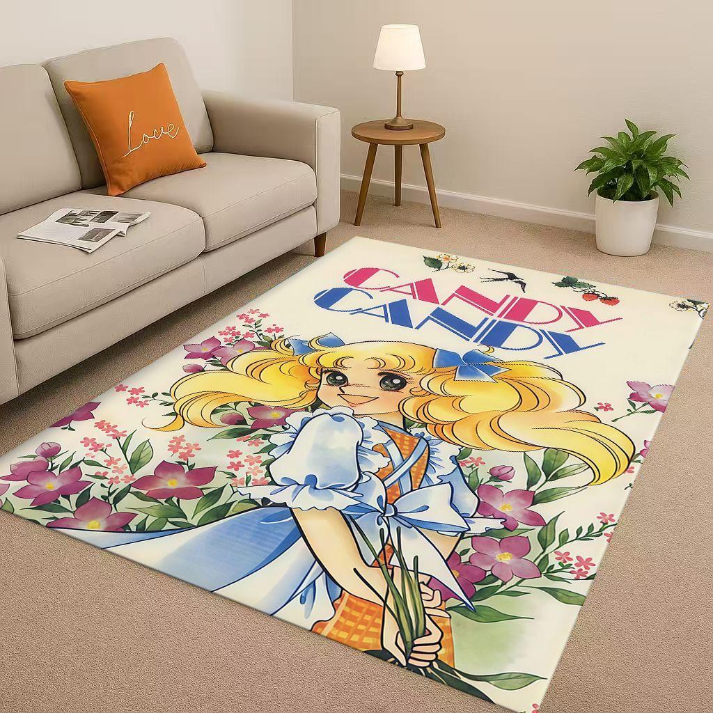 Retro Candy Candy Sweet Girl Cartoon Room Non-Slip Area Rug Soft Carpet for Bedroom Playroom Sofa,Easy Clean Home Decor Doormat