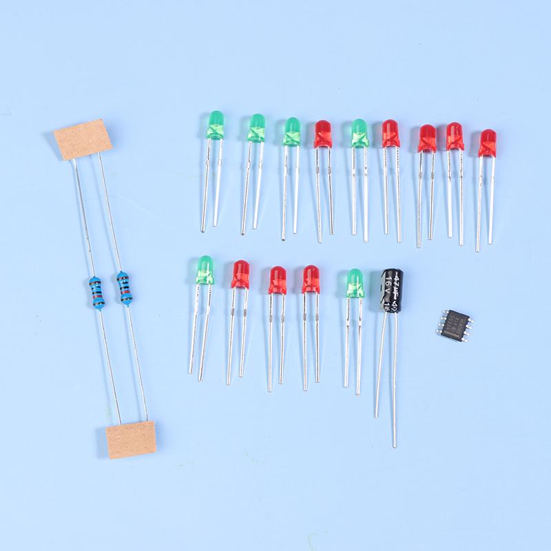 Электронный комплект для самостоятельной сборки Ne555, красная светодиодная елочная игрушка, мигающий свет, электронный компонент, забавная пайка, постоянный ток 3 В