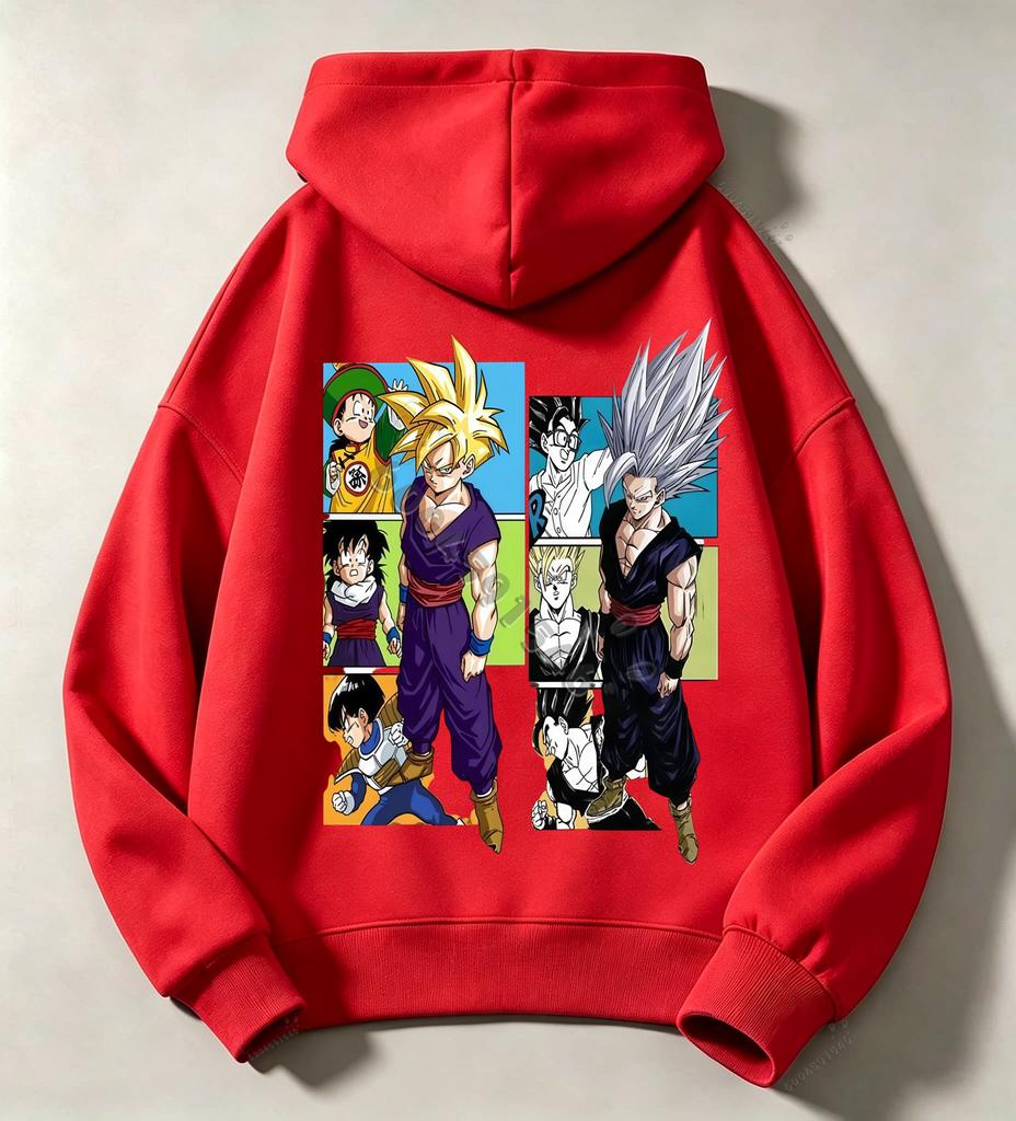 Dragon Ball Z Super Saiyan Cartoon Children's Hooded Sweatshirt for Boys and Girls Warm Pullover Sweater