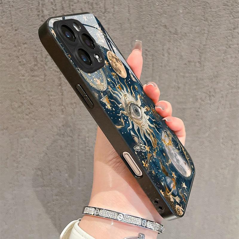 Закаленное стекло с рисунком "Глаза Солнца" для телефона iPhone 17 16 Pro Max 15 14 13 12 11 16E 17 Air 7 8 Plus XR XS X, ударопрочный чехол