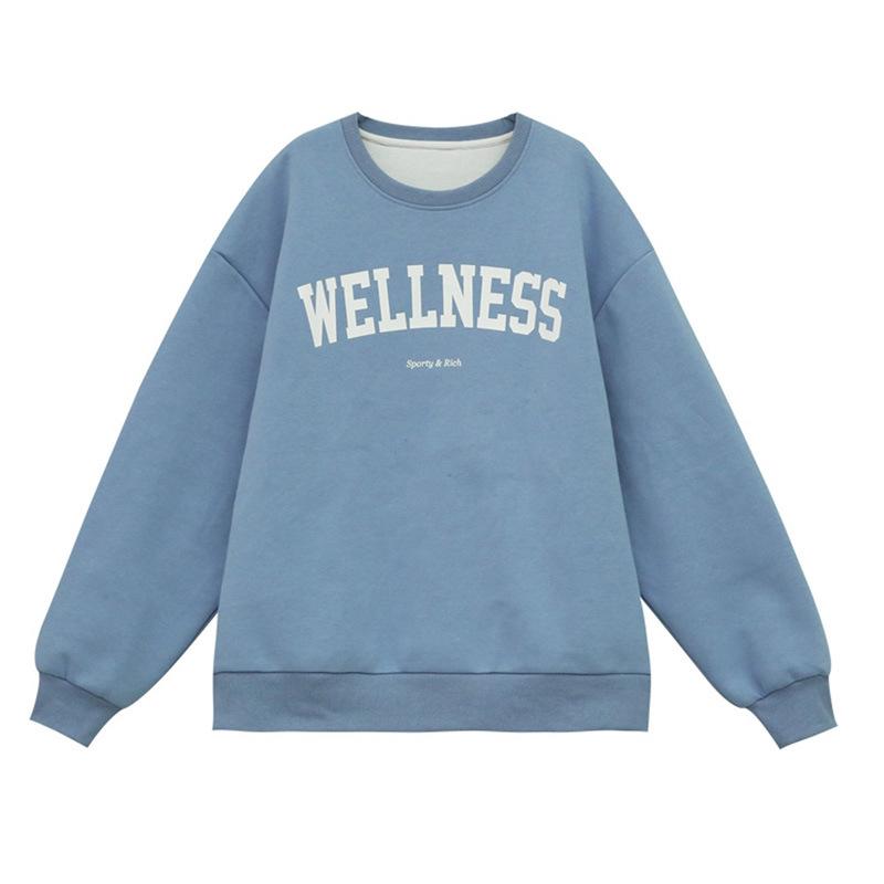 Мягкий свободный повседневный свитшот женский осенне-зимнее пальто с круглым вырезом и длинными рукавами, базовая рубашка, топы, модный ретро-универсальный свитшот