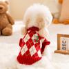 Plaid Pattern Pet Cherry Sweater Lovely Cute Puppy Clothes  Chinese New Year Decor