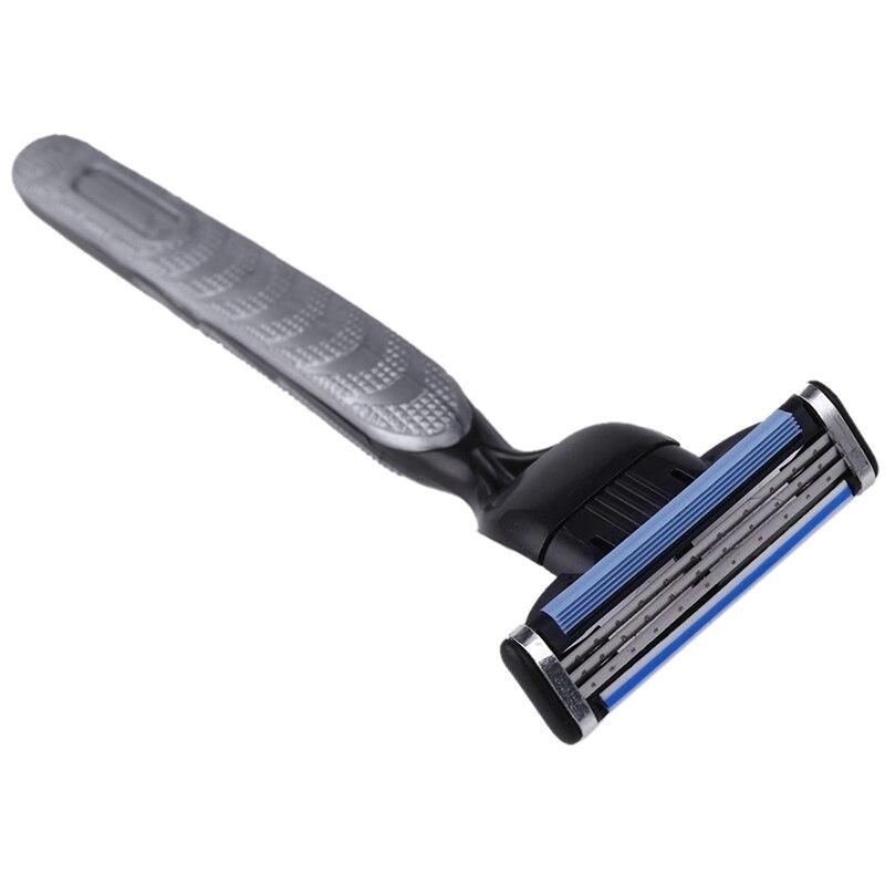 Black 5Pcs/Set 1 Machine + 4 Blades Manual Mens Hair Removal Shaving Razors with Replaceable Razors Blades