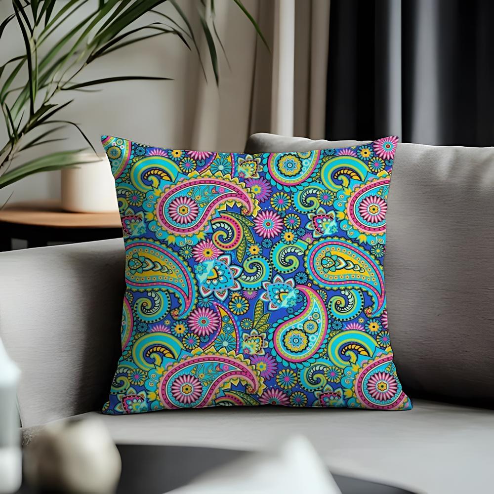 Trending PPpaisleyed Cushion Cover Antidustmite Pillowcase Invisible Zipper Silky Short Plush Sofa Cushion Cover