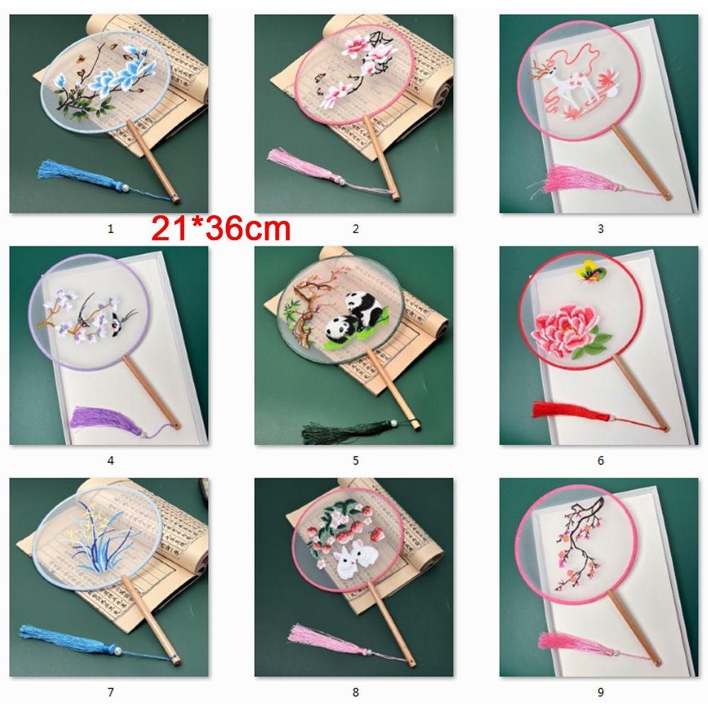Wedding Home Decor Handheld with Pendant Photography Prop Embroidery Fan Silk Fan Chinese Style Fan