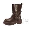 Fashion Brown Retro Chunky Heel Thick Bottom Boots for Woman New Spring Autumn Vintage Heightening Mid-calf Boots Gothic Ladies Shoes