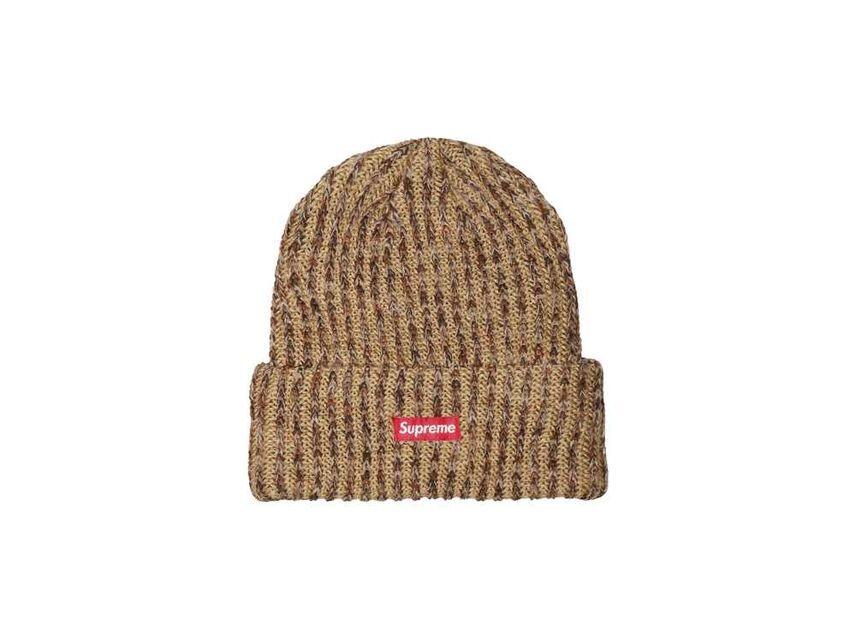 Supreme Радужная шапка крупной вязки Бежевая