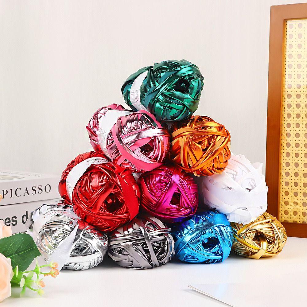 Shiny Faux Leather Yarn Elastic Crochet Yarn Craft Supplies Knitting Yarn Sewing