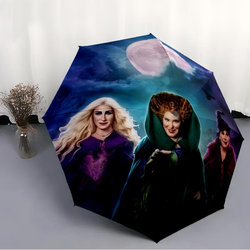 Hocus Pocus Fashionable Automatic Opening/Closing Folding Umbrella. Portable and Foldable, Ideal for Gift, Travel, and Daily Use.