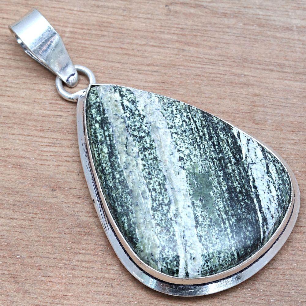 Подвеска Zebra Jasper Gemstone Handmade Gift For Her Silver Jewelry 2.25"
