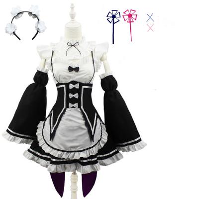 Рэм/Рем Косплей Re:Zero Kara Hajimeru Isekai Seikatsu Черный Синий Красный Костюм Платье Служанки