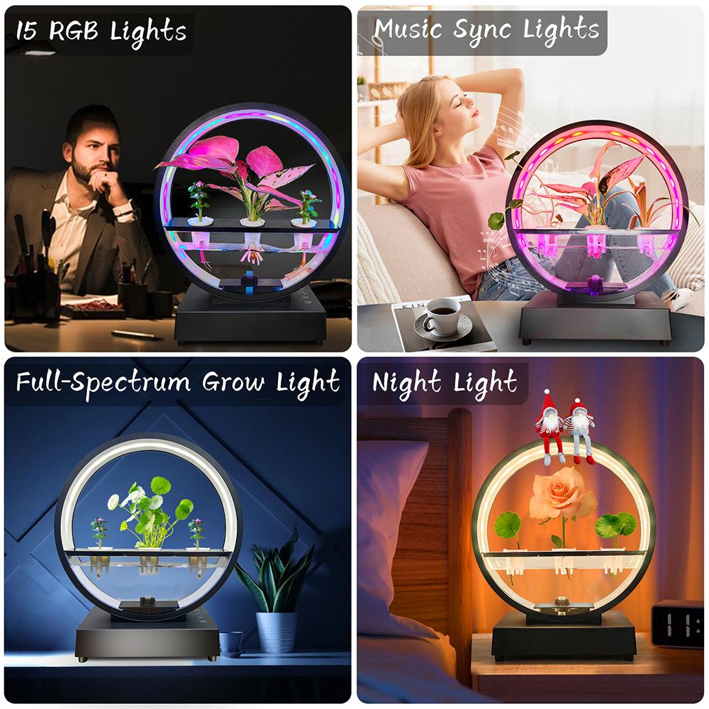 Водный элемент в помещении с динамиком BT Белый шум Светодиодные кольцевые фонари Настольный орнамент Пульт дистанционного управления