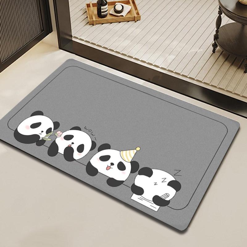 Simple and Cute Bathroom Floor Mat, Water Absorbing and Anti Slip Toilet Entrance, Quick Drying Bathroom Carpet