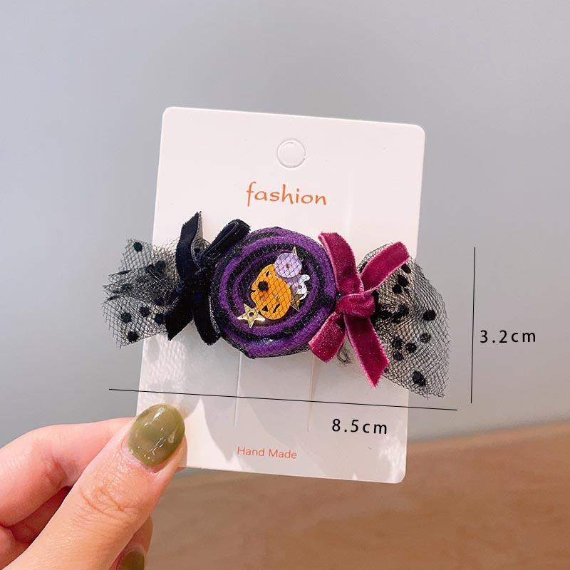 Хэллоуин Детские аксессуары для волос, Тыква Привидение, Забавные заколки для волос ручной работы, Черный бант с летучей мышью, Заколки для волос для вечеринки для девочек