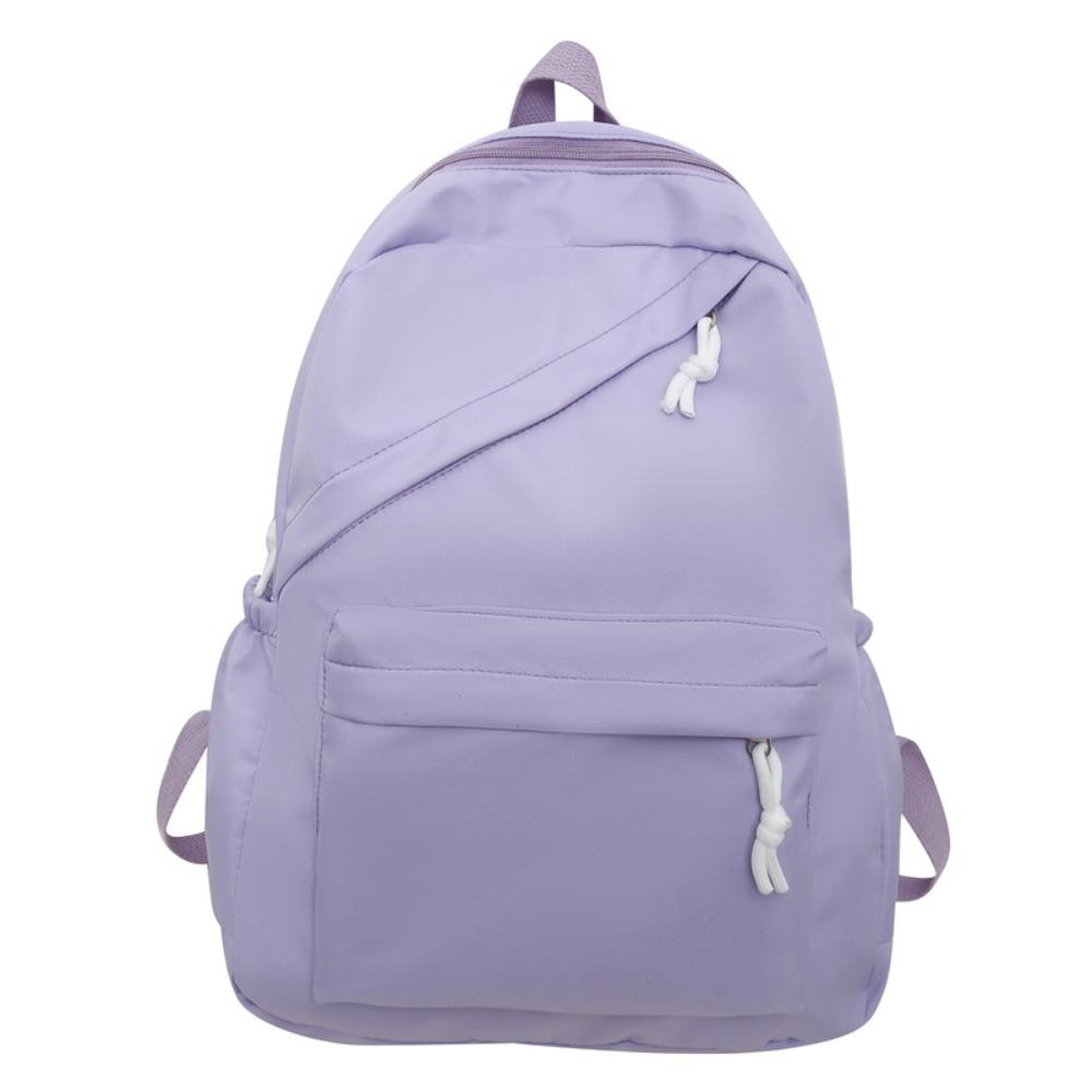 Solid Color Nylon Student Schoolbag Small Fresh Backpack Female Fashion Casual College Student Junior High School Girl Backpack