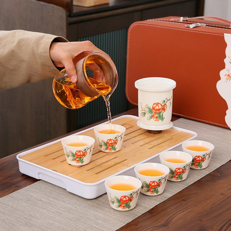 Persimmon Ruyi Travel Tea Set Holiday Activities Gift Set Company Business Souvenir Printed and Sent to Customers