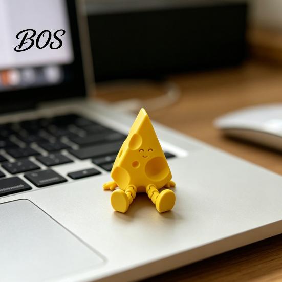 3D Printed Cheese Sculpture Novelty with Movable Joints, Funny Delicate Craftsmanship Figurine Slice Fidget Toy for Stress Relief, Office Desk