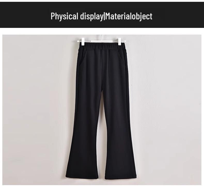Стильные черные расклешенные брюки для девочек - Приталенный пояс, Осень/Зима 2025, Повседневные, Длинные, для подростков