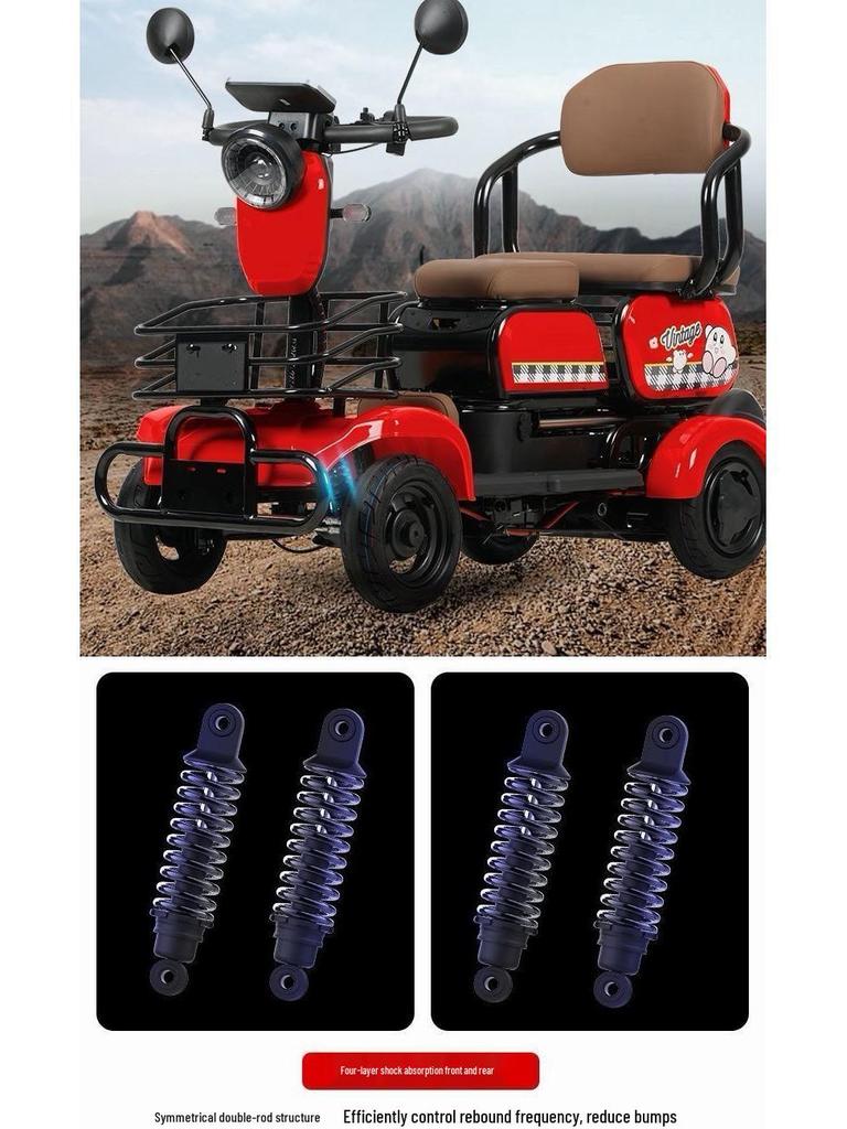 New Dual-Seater Electric Scooter: Four-Wheel Smart Transporter for Seniors and Adults, Ideal for Leisure and Household Use.