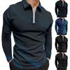 Men'S Lapel Long Sleeve Printed Casual Top Loose Sports Lapel Shirt