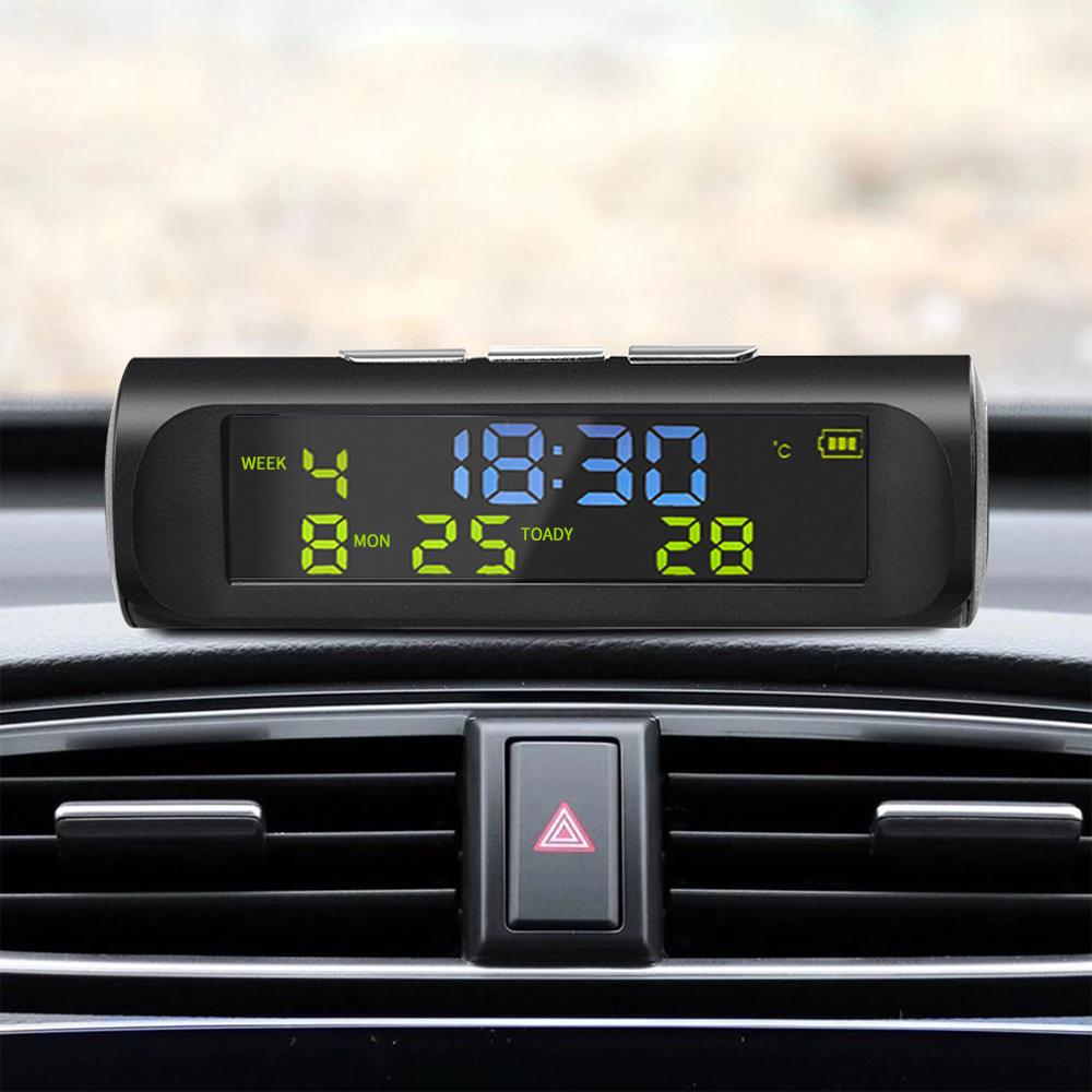 TPMS Look Солнечные автомобильные цифровые часы с ЖК-дисплеем времени и даты, температурный дисплей для наружного личного украшения автомобиля