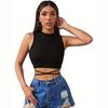 Летний чистый черный бандажный топ без рукавов без рукавов, женский жилет