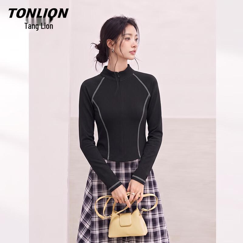 Женская флисовая термофутболка TonLion с полумолнией и длинным рукавом