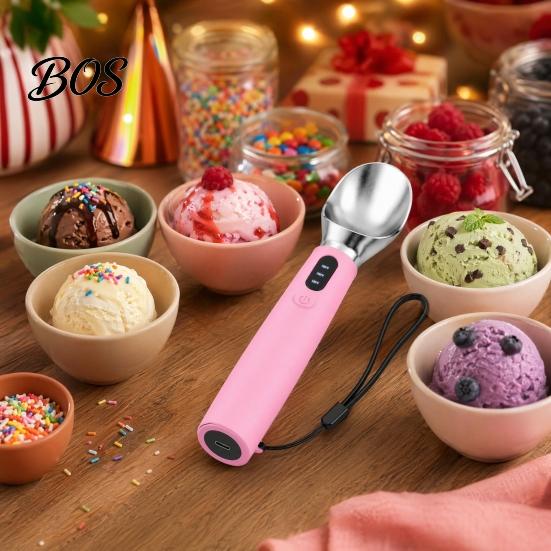 Yogurt Scooper Rechargeable Heated Ice Cream Scoop, Electric with 3-Level Heat, Party Dessert Serving Tool LED Display, 2000mAh Battery for
