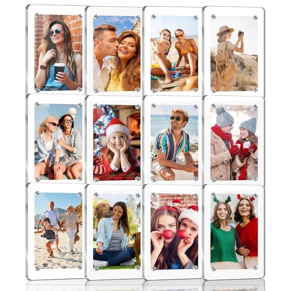 Rectangular Fridge Magnetic Photo Frame Double Sided Clear Magnetic Frame Refrigerator Display