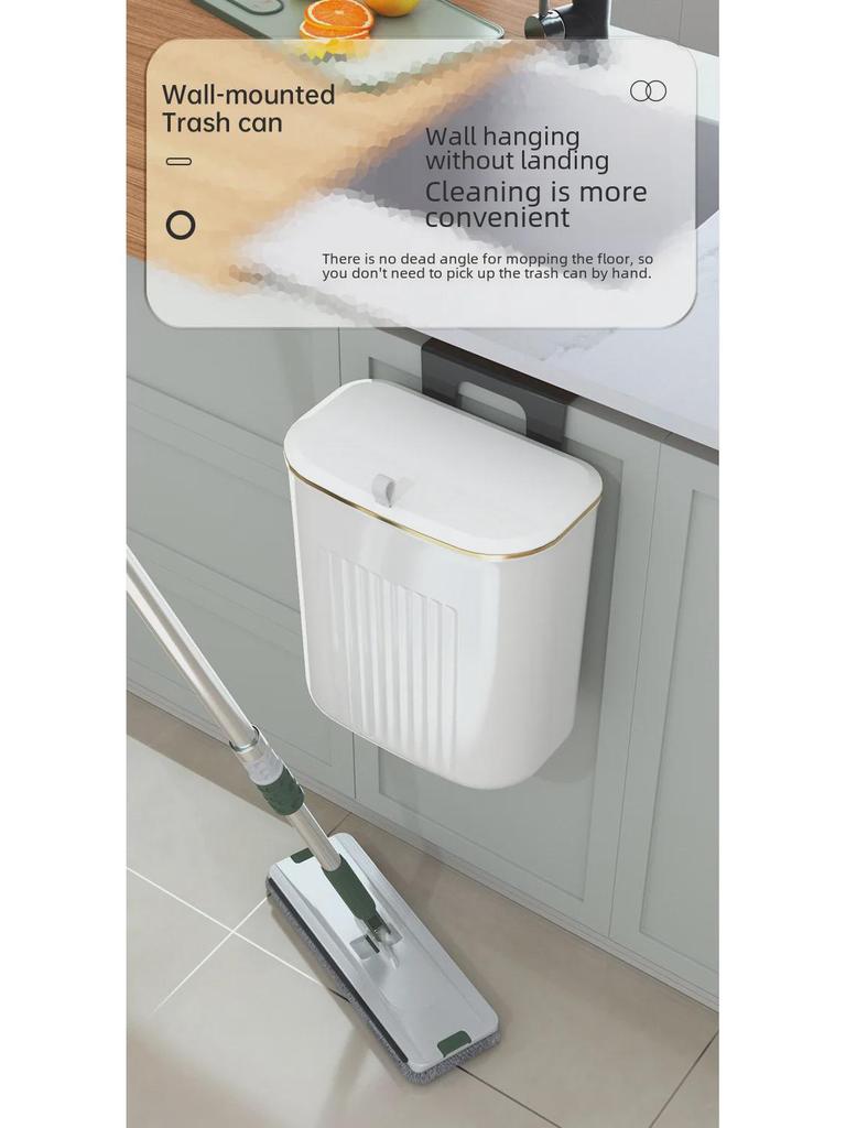 Wall-Mounted Kitchen Waste Bin with Lid - Versatile Trash Basket for Kitchen or Bathroom.