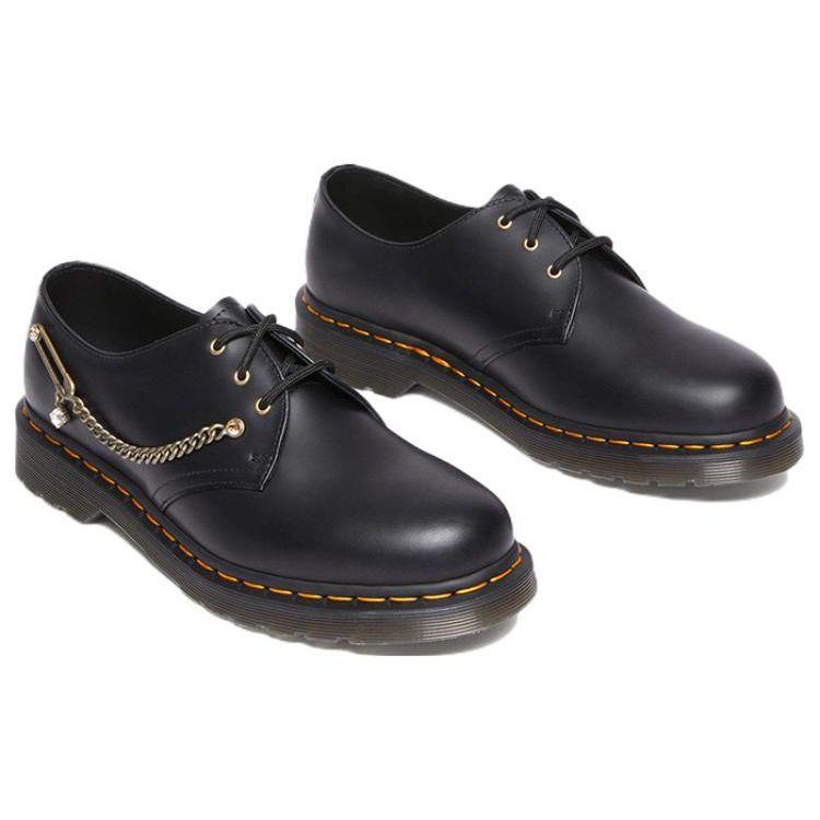 Dr. Martens Leather Metal Chain Low-Top Casual Shoes Unisex Casual Shoes Black 28017001