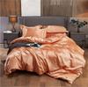 Summer Smooth Satin Duvet Cover Include Duvet Cover Flat Sheet and Pillowcases Smooth Bedding Set Silky Luxury Bedcloth Sets