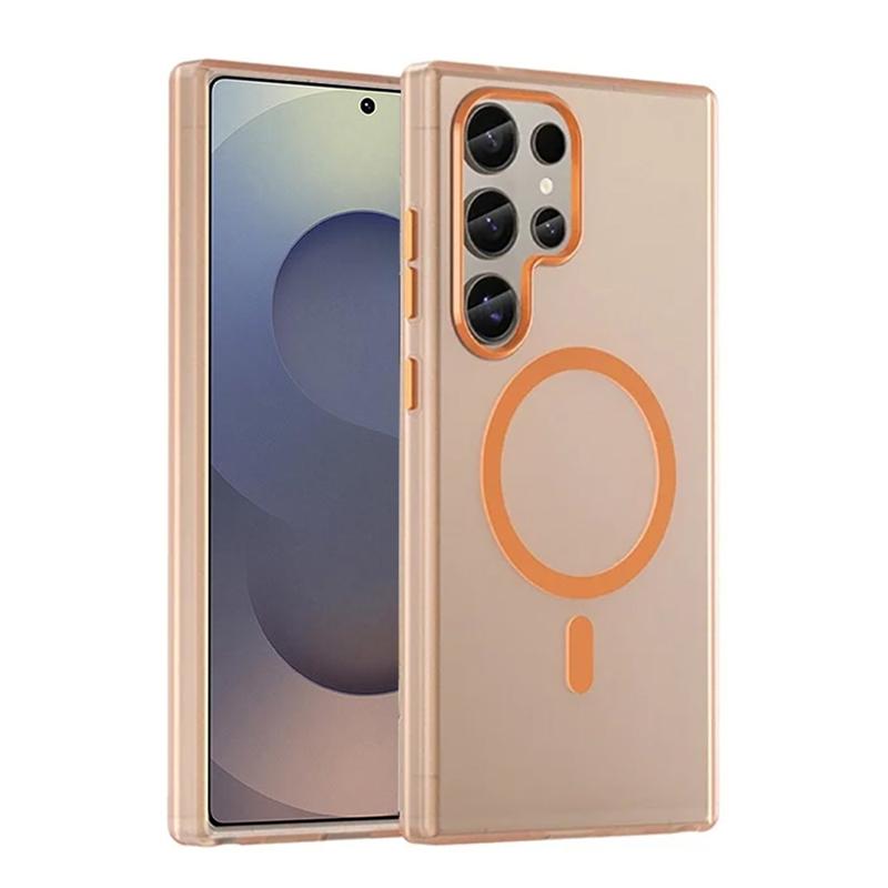 For Magsafe Matte Candy Translucent Phone Case For Samsung Galaxy S25 S24 Ultra S23 Plus FE Shockproof Wireless Charging Cover