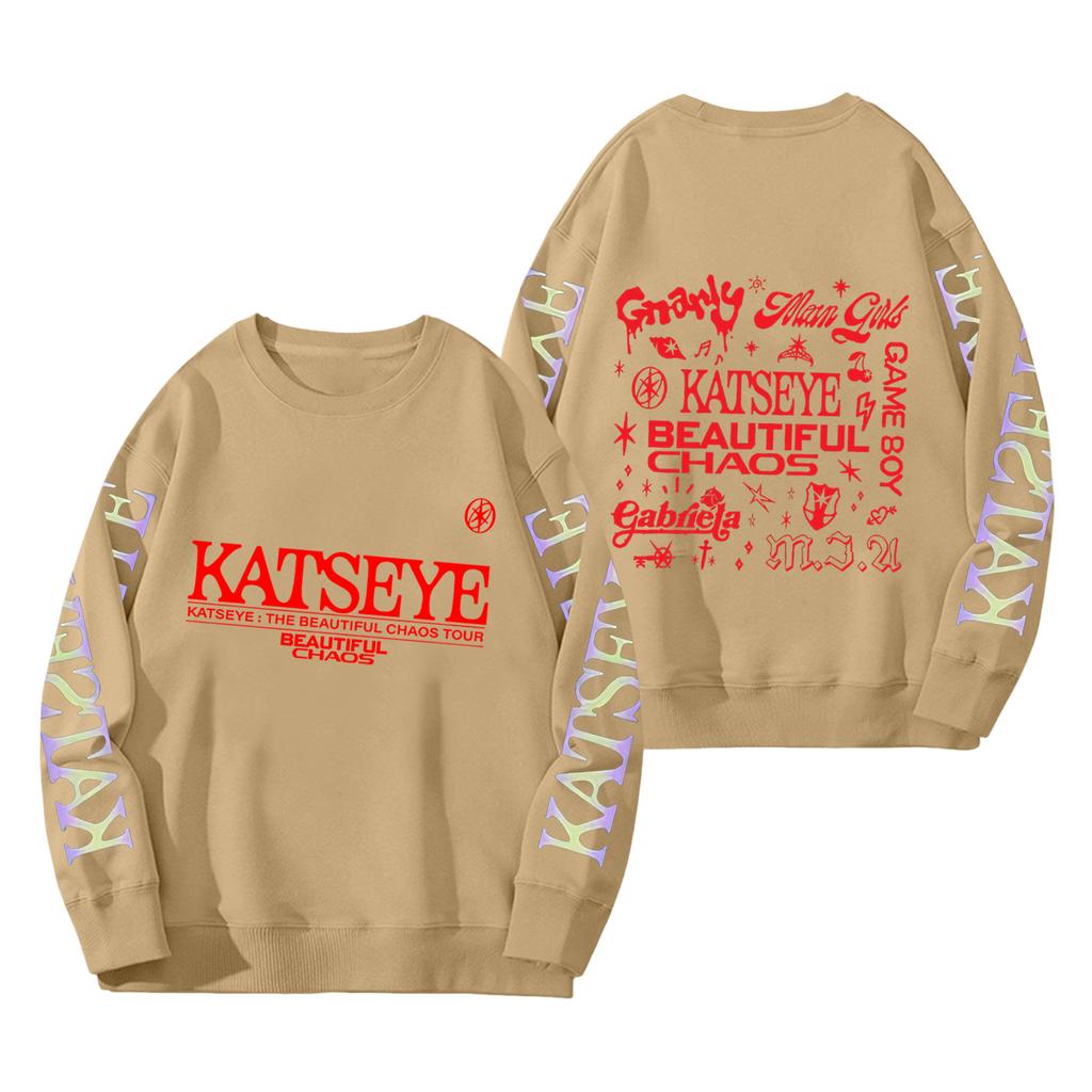 Women's Fashion Long Sleeve Print Round Neck Loose Pullover Sweater Top