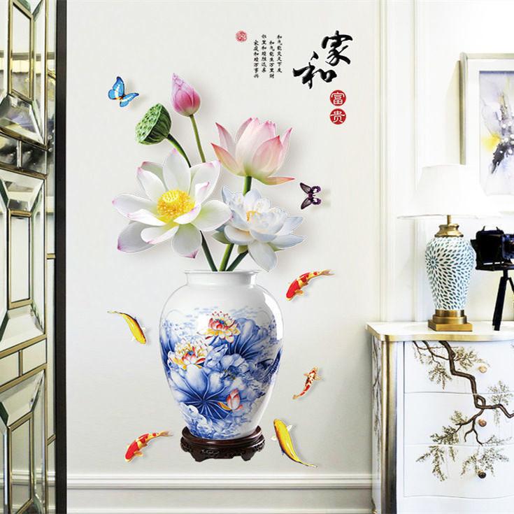 Цветочные наклейки Гостиная Стена Фон Наклейки На Стены Спальня Комната Стены Украшения Наклейки Обои Самоклеящиеся Наклейки