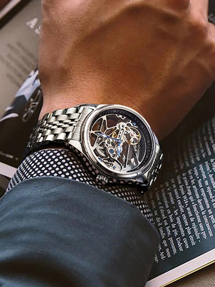AILANG Luxury Business Watch Men's Automatic Watches For Men Skeleton Hollow Tourbillon Wristwatch Waterproof Relogio Masculino