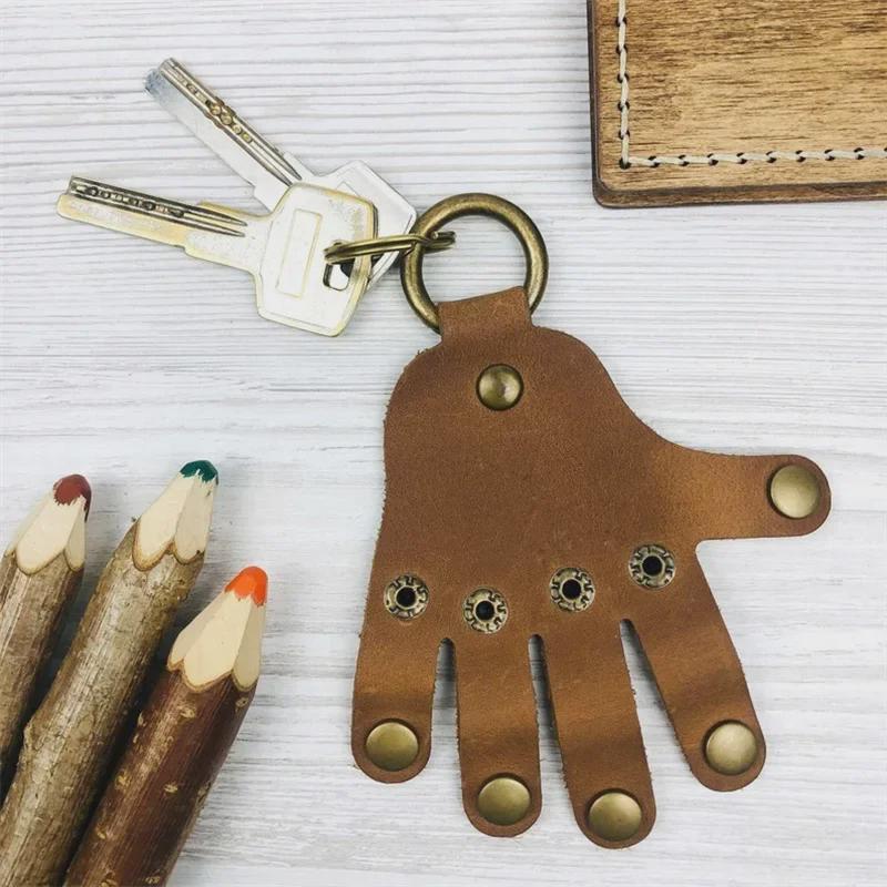 Palm-Shaped Keychain Pendant In Leather