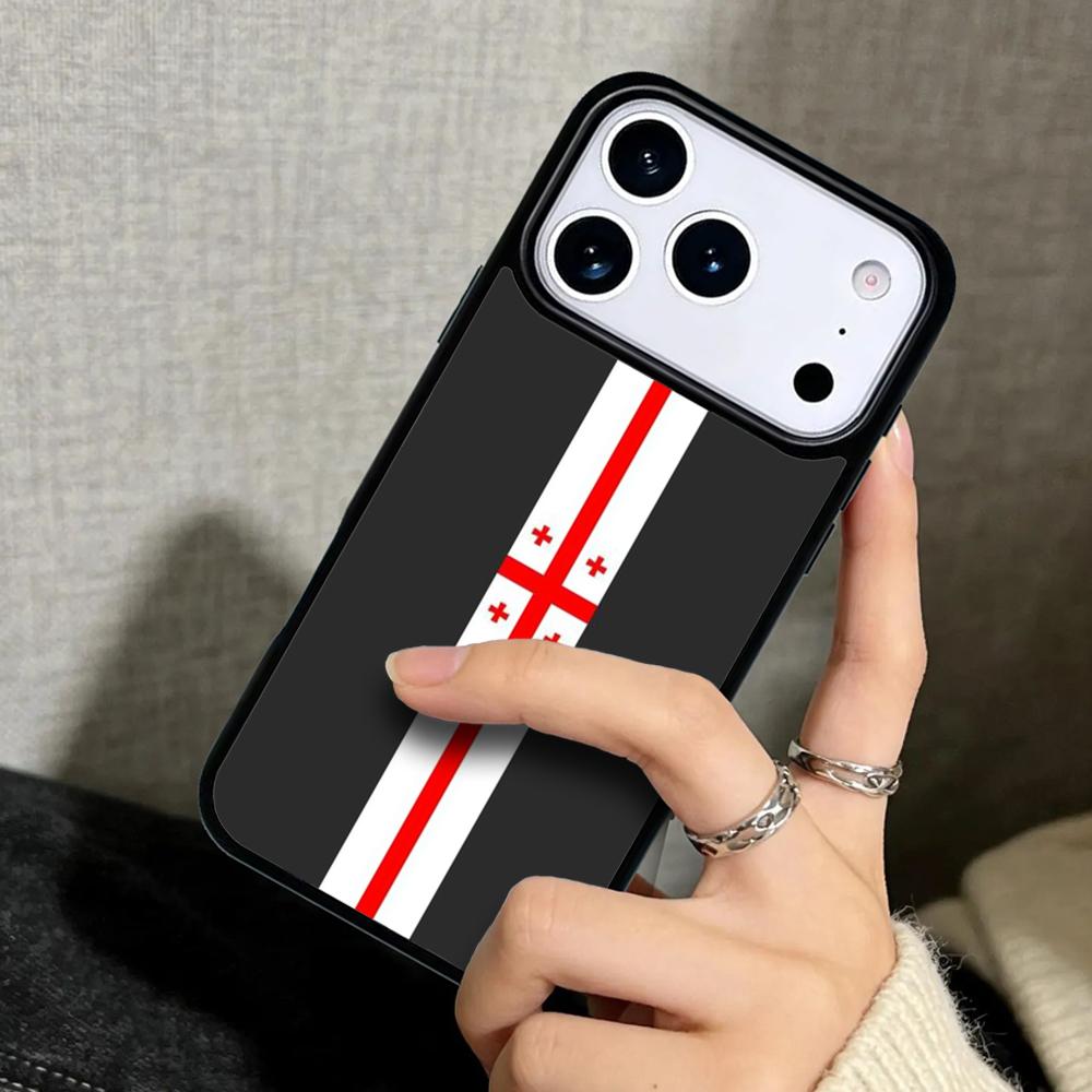 Чехол Case для iPhone 17 Air 16 Pro Max 15 Plus 11 13 Mini 14 12 Задняя крышка телефона Флаг Грузии мягкий