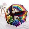 1pc Eagle Rainbow Roses Fantasy Artwork Umbrella with Plastic Handle,Suitable for All Seasons Home Travel Outdoor UmbrellaDD1005