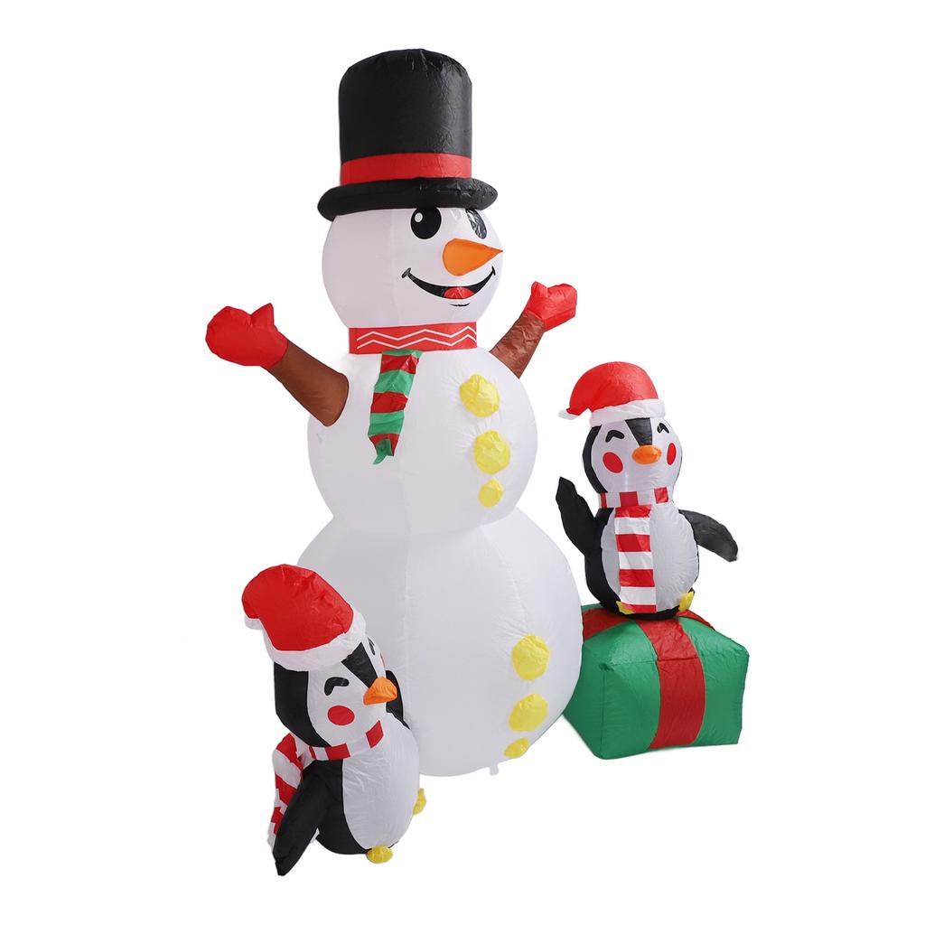 1.8m Xmas Inflatable Outdoor Snowman Penguin Combination Inflatable Blow Up Snowman Christmas Decoration IP44 Waterproof