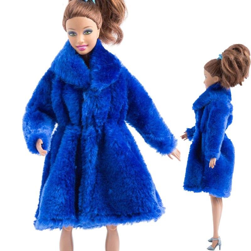 Синяя зимняя одежда, длинное пальто для кукол Барби, одежда, одежда, кукольные платья для Барби 1/6, аксессуары для кукол BJD, детские игрушки