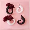 Chic Sheep Horn Hair Clips With Gorgeous White And Black Rose Accents For Fashion Lovers